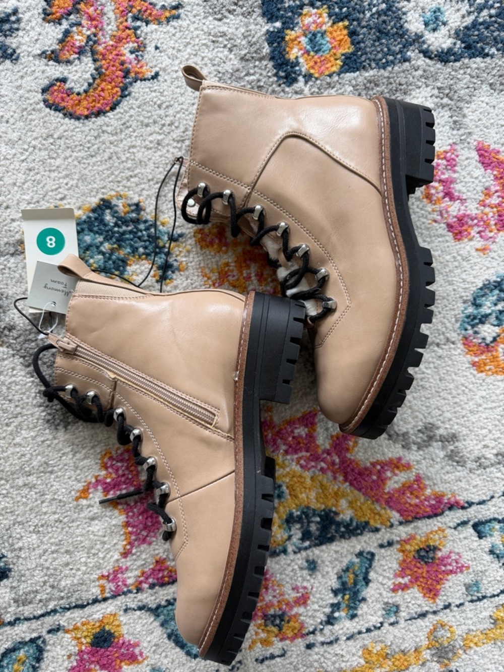 Memory Foam A New Day Leighton Taupe Women’s Hiking Boots Faux Fur NWT Size 8 - Picture 2 of 7